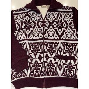 VtG Northwest Territory Sweater Mens‎ L Nordic Full Zip Thermal Lined Fair Isle